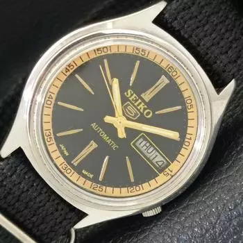 Б/У винтажные мужские часы SEIKO 5 AUTOMATIC 7009A из Японии с черным циферблатом a434995-2 R122-a434995