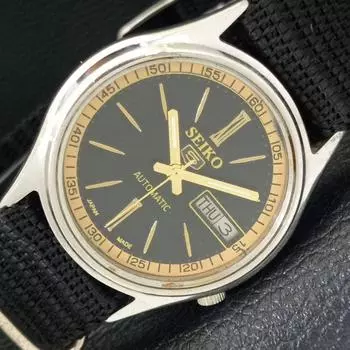 Б/У винтажные мужские часы SEIKO 5 AUTOMATIC 7009A из Японии с черным циферблатом a435021-2 R122-a435021