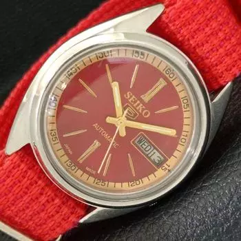 Б/У винтажные мужские часы SEIKO 5 AUTOMATIC 7009A из Японии с красным циферблатом a435023-2 R122-a435023