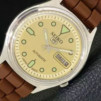 Б/У винтажные мужские часы SEIKO 5 AUTOMATIC JAPAN с золотистым циферблатом a435013-2 R122-a435013