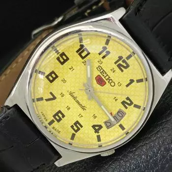 Б/У винтажные мужские часы SEIKO 5 AUTOMATIC 7009A JAPAN с желтым циферблатом и датой a434901-2 R122-a434901