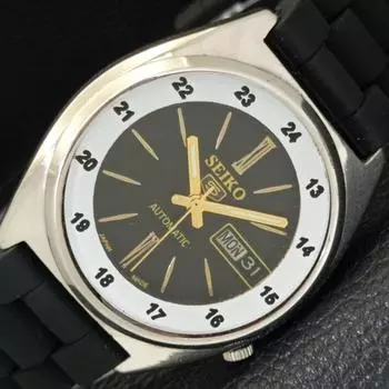 Б/У винтажные мужские часы SEIKO 5 AUTOMATIC 7009A из Японии с черным циферблатом a434947-2 R122-a434947