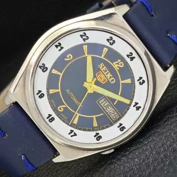 Б/У винтажные мужские часы SEIKO 5 AUTOMATIC 7009A из Японии с синим циферблатом a434942-2 R122-a434942