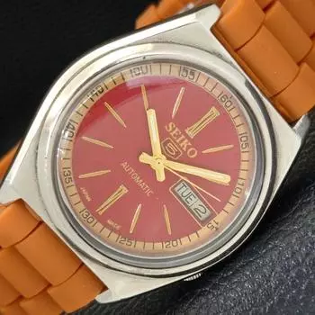 Б/У винтажные мужские часы SEIKO 5 AUTOMATIC 7009A из Японии с красным циферблатом a434978-2 R122-a434978