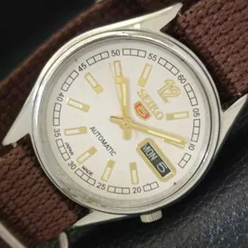 Б/У винтажные мужские часы SEIKO 5 AUTOMATIC 7009A из Японии с белым циферблатом a434952-2 R122-a434952