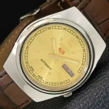 Б/У винтажные мужские часы SEIKO 5 AUTOMATIC JAPAN с золотистым циферблатом a434944-2 R122-a434944