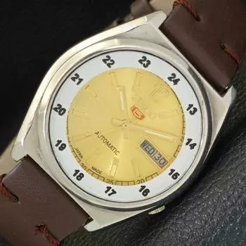 Б/У винтажные мужские часы SEIKO 5 AUTOMATIC JAPAN с золотистым циферблатом a434948-2 R122-a434948