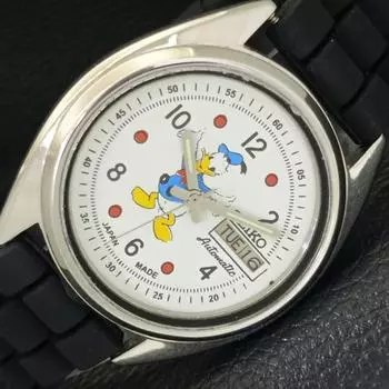 Б/У винтажные мужские часы SEIKO AUTOMATIC 7009A из Японии с рисунком из мультфильма и белым циферблатом a433905-2 R119-a433905