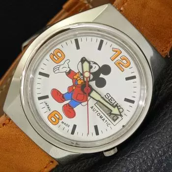Б/У винтажные мужские часы SEIKO AUTOMATIC 7009A из Японии с рисунком из мультфильма и белым циферблатом a433910-2 R119-a433910