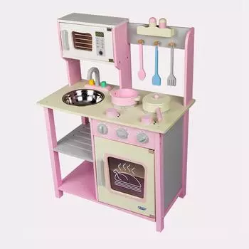 BABIBO New Girls Play House Simulation Large Kitchen/vocal Cooking Oven Stove/children s Wooden Kitchenware Toys розовый