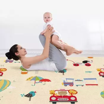 Baby Play Mat Foldable Carpet Cute Animals Printed Baby Crawling Mat Reversible Play Gym Mat Non-Slip Waterproof Puzzle Mat разноцветный