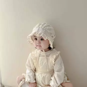 Baby Princess Hat Foreign Style Court Hat Girls Lace Thin Small Moon Age Girl Baby Baotou Hat Recommended 2-15 months (40-47cm)