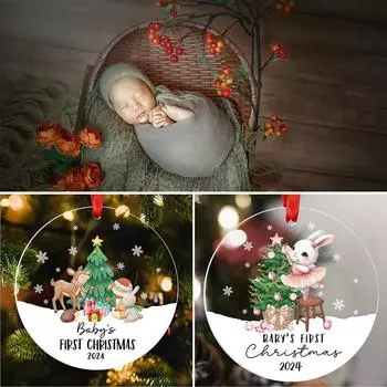 Baby s First Christmas Round Acrylic Christmas Ornaments Making Crafts Christmas Decorations Pe Q1T4 C-1pcs