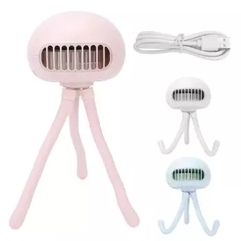 Baby Stroller Fan Portable USB Frequency Conversion Octopus Shape Battery Operated Fan White