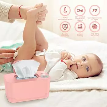 Baby Wipe Warmer Heater Wet Towel Dispenser Home/Car Use Mini Wipe Warmer Portable USB Powered 40-55°c Adjustable Temperature
