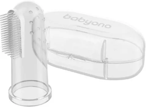 BabyOno Take Care First Toothbrush brosse dents de doigt pour bb avec tui TU прозрачный