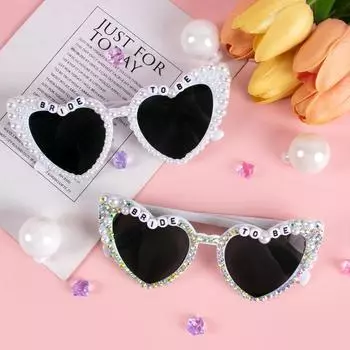 Bachelorette Party Bride to be Pearl Sunglasses Heart Glasses Bridesmaid Bride Photo prop wedding decoration honeymoon trip gift