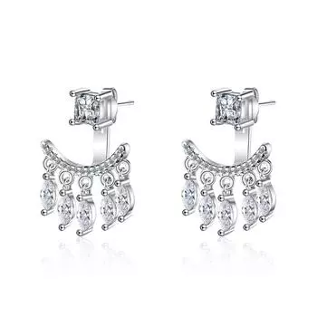 Back Hanging Earrings Small Fresh Five Petal Flower Tassel Flowers Earrings Temperament Simple Fashion Ladies Valentine s Day Gift