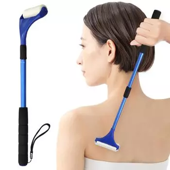 Back Lotion Applicator Back Cream Stick Telescopic Replaceable Head Hard to Reach Places Lotion Waist Sunscreen AK-5007 (Blue)