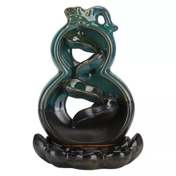 Backflow Incense Burner Ceramic Lotus Base Gourd Shape Manual Craft Home Decoration