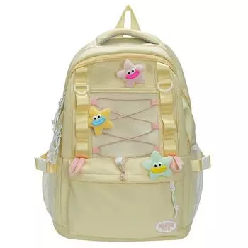 Backpack for Women Multi-Pocket Daypack Large Capacity Knapsack Nylon Zipper Rucksack for Travel Commuting Holiday бежевый