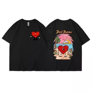 Bad Bunny UN VERANO SIN TI Graphics 2d принт летняя мужская/женская футболка с круглым вырезом повседневный хлопковый пуловер с короткими рукавами одежда унисекс S