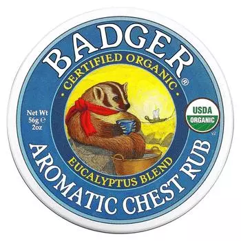 Badger, Ароматическая мазь для растирания груди, эвкалипт и мята, 2 унции (56 г)