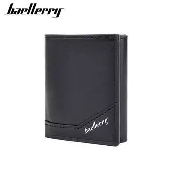 Baellerry Деловые кошельки тройного сложения Мужская мода Портмоне RFID-защита Держатель для карт Искусственная кожа Сумки для денег 9*10*3.5cm чёрный