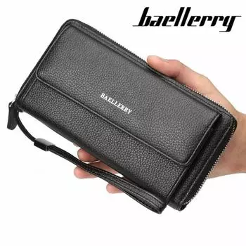 Baellerry Мужские длинные кошельки Модные сумки Держатель для карт на молнии Мужской кошелек GZW 21cm*11cm*5cm чёрный