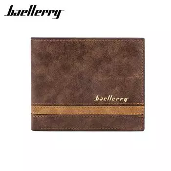 Baellerry мужские короткие кошельки винтажный дизайн искусственная кожа тройной кошелек модный кошелек с держателем для карт 12*9.5*2cm чёрный