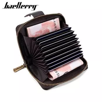 Baellerry мужской короткий деловой кошелек из искусственной кожи с несколькими отделениями для карт, держатель для карт, кошелек для монет на молнии