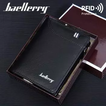 Baellerry мужской короткий кошелек RFID с несколькими отделениями для карт, модный кошелек на молнии для монет
