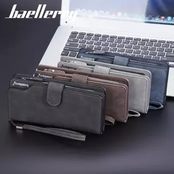 Baellerry мужской модный длинный кошелек матовая сумка для мобильного телефона клатч с ремешком на запястье многоразовый слот для карт держатель для карт на молнии кошелек для монет винтажный бумажник