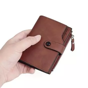 Baellerry мужской винтажный короткий кошелек с защитой RFID, магнитный держатель для карт, тройной сгиб, на молнии, кошелек для монет