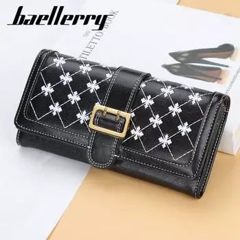 Baellerry Женская мода Длинный кошелек Многофункциональный клатч пряжка кошелек Четырехлистный клевер сумка для мобильного телефона Pu кожаный кошелек для монет держатель для карт