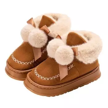 Bag heel cotton slippers women s winter, new indoor home warm cotton shoes plush high-top outer snow boots 35-36 (fits 34/35 feet)