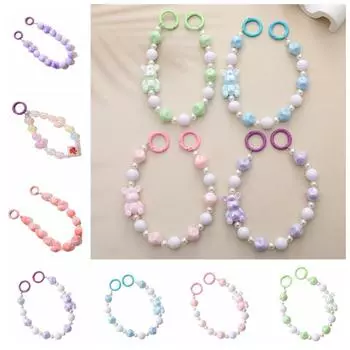 Bag Pendant Mobile Phone Bead Chain Bear Mobile Phone Lanyard Lovely Bead Phone Strap Jewelry pink-bear