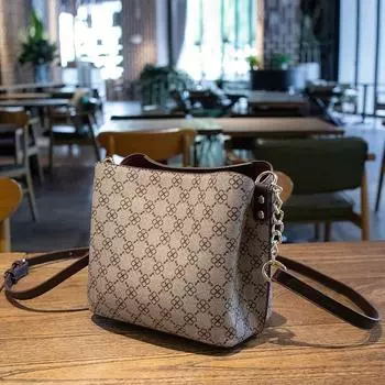 Bag Women Easy To Take Bucket Bag Temperament Goddess Print Small Bag Large Capacity Single Shoulder Crossbody Bag