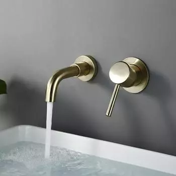 Bagnolux Wire Drawing Gold Concealed Basin Bathroom Faucet Brass Round Hole Water Outlet Bathroom Hotel Decor Faucet