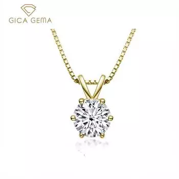 Bague Ringen, 100% стерлинговое серебро 925 пробы, 1 карат, ожерелье из муассанита для женщин, кулон, подарки на свадьбу, вечеринку золотой