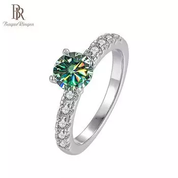 Bague Ringen 1,0 карата 6,5 мм круглое кольцо из серебра 925 пробы с муассанитом и бриллиантом, испытание пройдено, модная оправа в виде когтей, подарок для женщины и девушки, ювелирные украшения 5 синий
