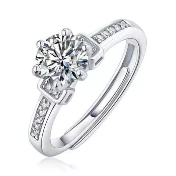 Bague Ringen 925 Silver Set 0.5ct-3ct18 Moissanite Only Love Series Женское простое модное регулируемое кольцо Nude Cargo0.5ct белый
