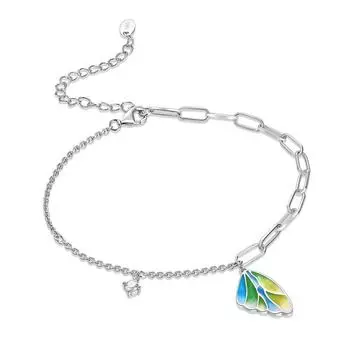 Bague Ringen, серебро 925 пробы, муассанит, украшенный эмалью, браслет в форме бабочки, модные простые серебряные украшения для рук Nude Cargo морская волна