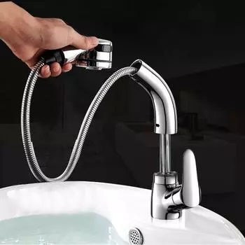 BAKALA Multi-function Mixer Sink Bathroom Pull Out Sprayer Faucet Tap Bathroom Faucet 360 Degree Swivel Basin Faucets WHDY01 чёрный