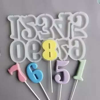 Baking Mold Heat-resistant Multi-use Silicone Decorating Numbers Chocolate Candy Mold Party Supplies прозрачный