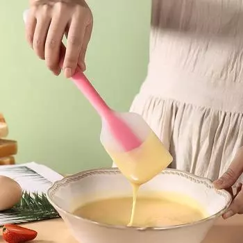 Baking Tools Spatula Integrated High Temperature Cake Cream Silicone Scraper Translucent Head Spatula Baking Tool Kitchen Tool жёлтый