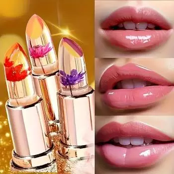 Бальзамы для губ Crystal Jelly Flower Температура Цвета Изменение Бальзам Для Губ Помада Блеск Прозрачный Длительный Увлажнение Губ Макияж Косметика 01#