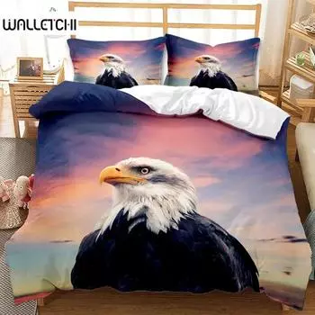 Bald Eagle Patriot Флаг США Пододеяльник Животное Дикий Орел Комплект постельного белья Американский флаг King Queen Полиэстеровый пододеяльник EU Single 135x200cm