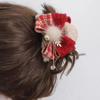 Ball Winter Plush Claw Clip Bow Christmas Shark Clip Cute Christmas Hair Claw Ladies кофейный