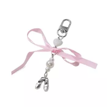Ballet Shoes Bowknot Charm Keychains Sweet Cute Pendant Hanging Ornament Keyring Backpack Decoration for Women Girls